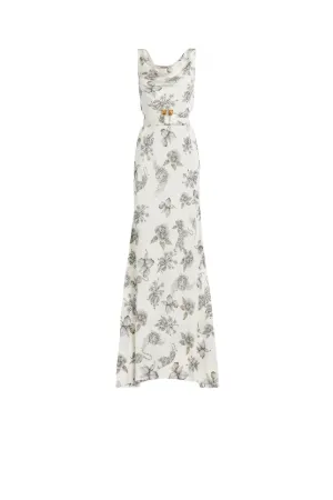 Kleid aus Seide mit Diamond Brooches Print 