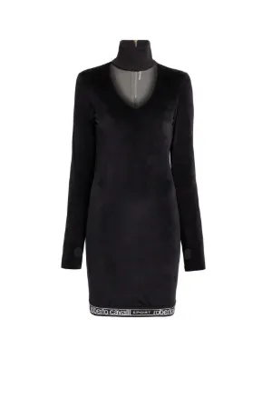 Kleid mit Rollkragen und Logo-Streifen