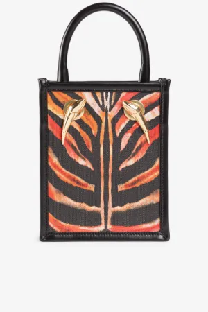 Kleine Tragetasche mit Zebra- und Jaguar-Print