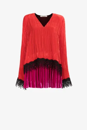 lace-detailed velvet dress