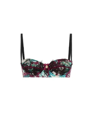 Lace-Trimmed Floral-Print Bra