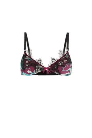 Lace-Trimmed Floral-Print Bra