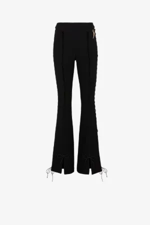 Lace-Up Flared Wool Trousers
