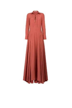 Lace-Up Silk Maxi Dress