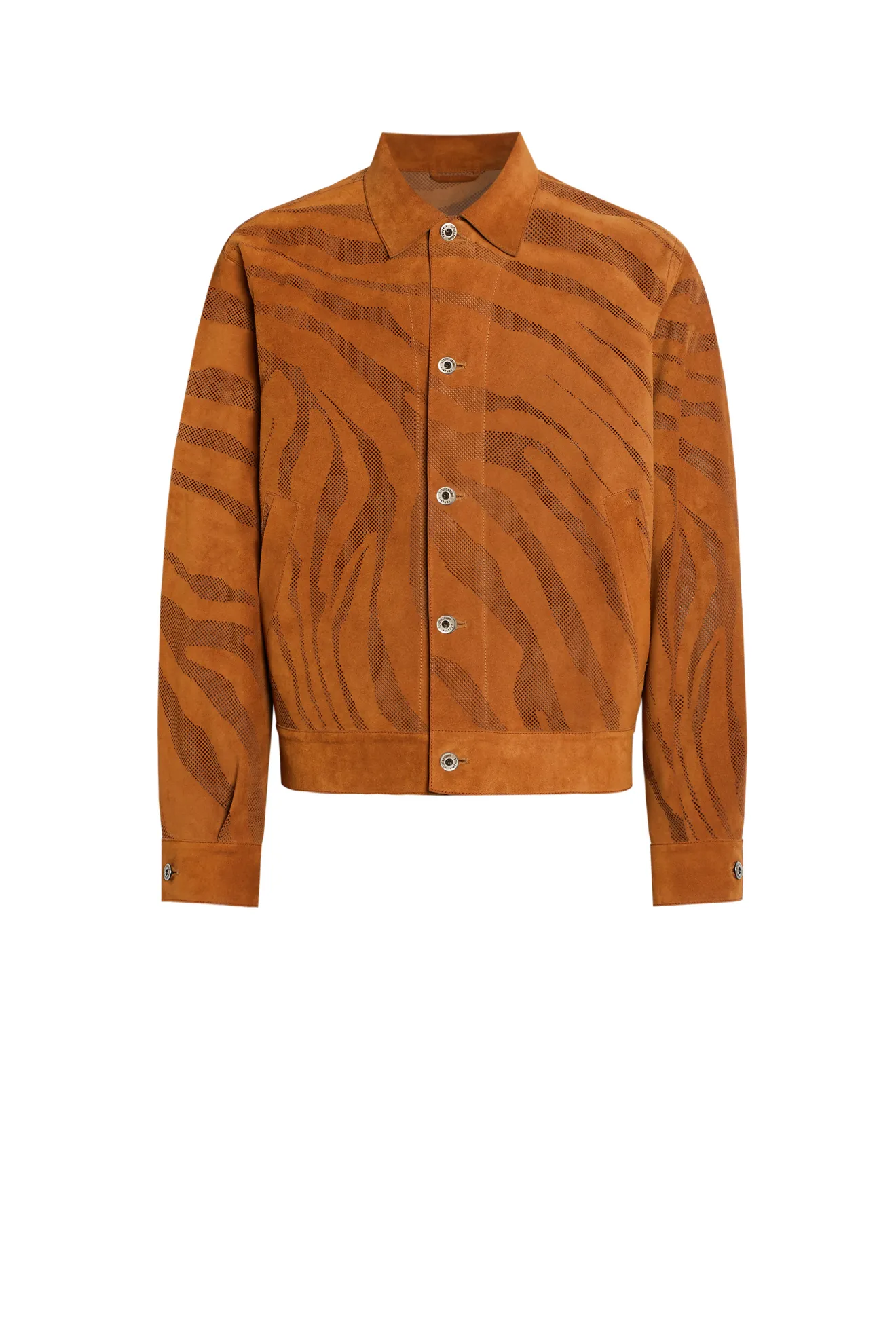 Laser Cut Macro Zebra Leather Jacket