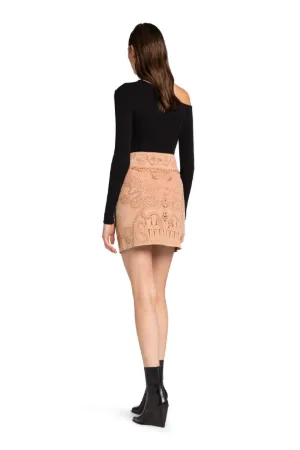 Laser-Cut Suede Mini Skirt