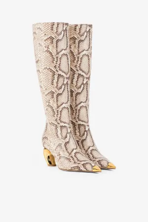 Lederstiefel mit Python-Prägung