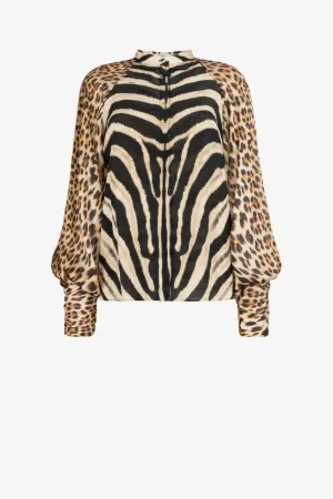 cheetah print silk blouse