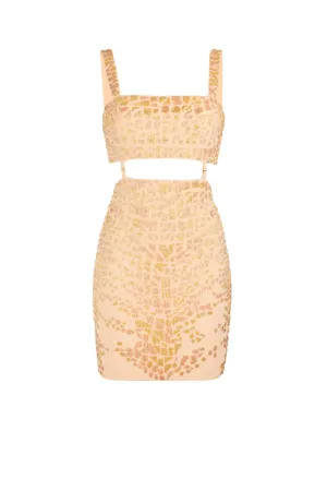 Leopard Bead-Embellished Mini Dress