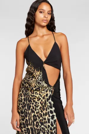 low cut leopard print dress