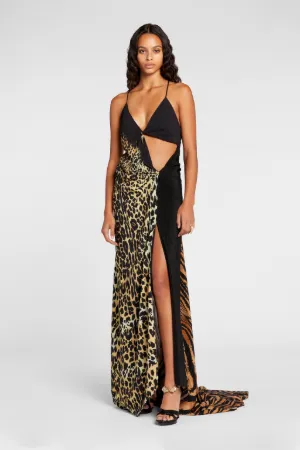 low cut leopard print dress