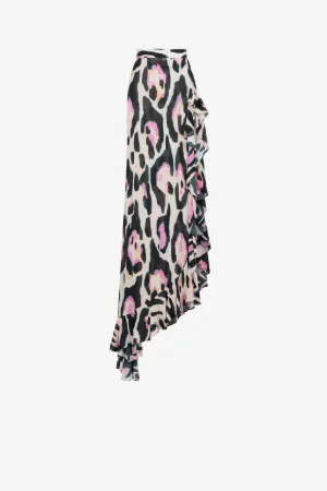 leopard-print asymmetric skirt