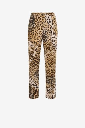 leopard-print cropped trousers 