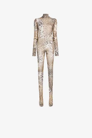 leopard-print full-length jumpsuit