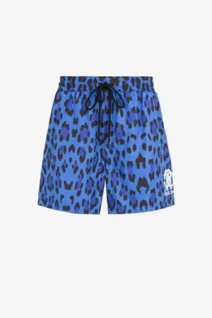 Leopard-Print Logo Swim Shorts