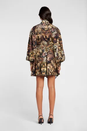 leopard blouse dress