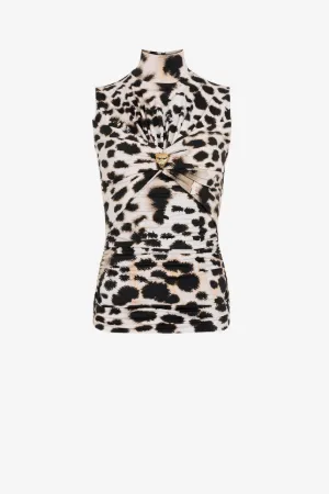 leopard-print sleeveless top