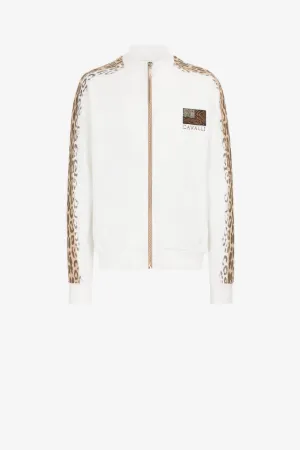 leopard print stripe zipped jacket