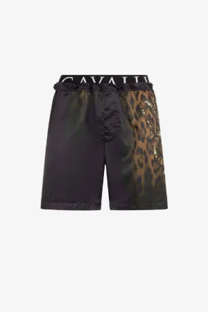 leopard-print swim shorts
