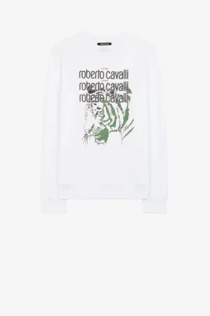 Logo And Tiger-Print Cotton Sweatshirt