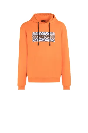 Logo And Zebra-Print Cotton Hoodie