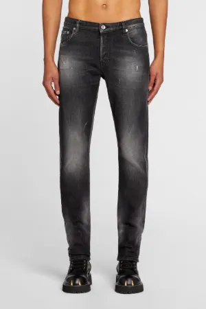 Logo-Print Distressed Straight-Leg 