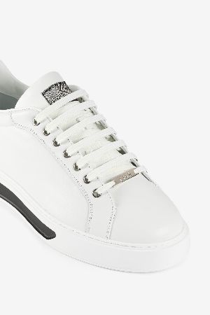 roberto cavalli logo leather sneakers