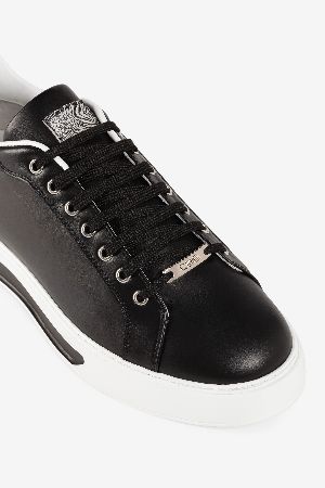 roberto cavalli logo leather sneakers