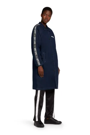 Logo-Stripe Denim Coat