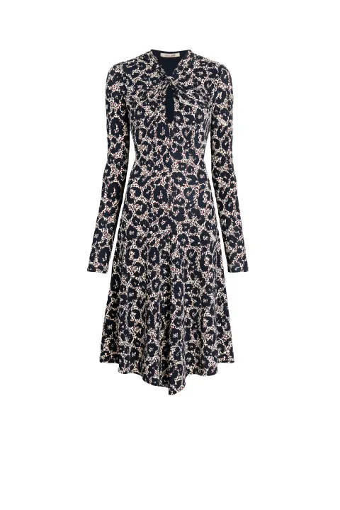 Women S Dresses Roberto Cavalli Official Website Online Long Sleeve Leopard Print Dress