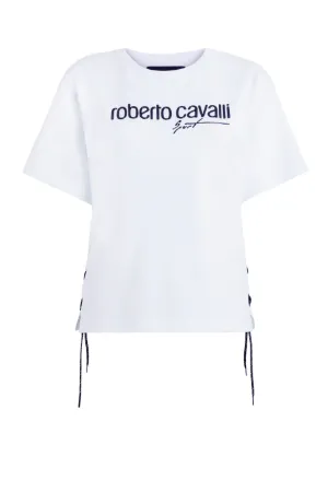 Lurex-T-Shirt mit Schnürung