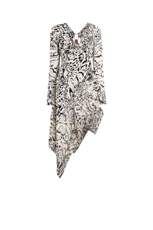 Lynx print crepe de chine dress