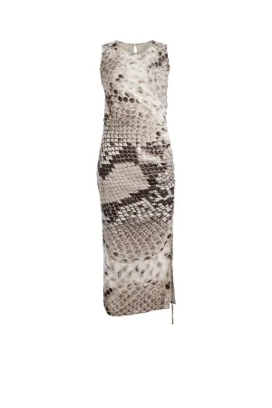 snake print silk dress