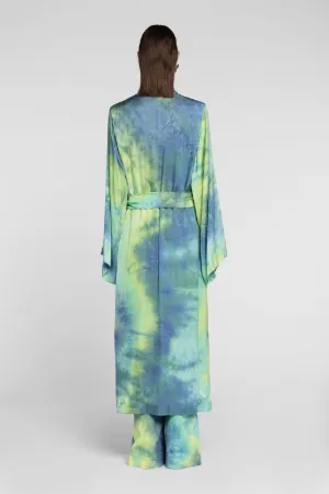 Manteau ceinturé effet tie & dye