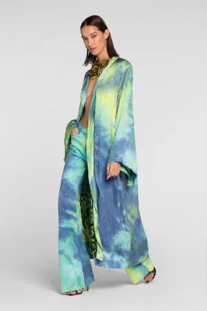Manteau ceinturé effet tie & dye