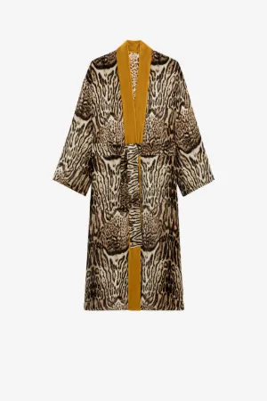 Manteau peignoir à imprimé ocelot