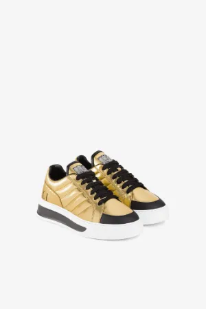 Metallische Sneakers mit Logoprint