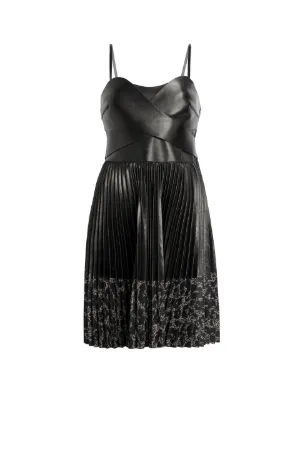 Mini abito in pelle e seta
