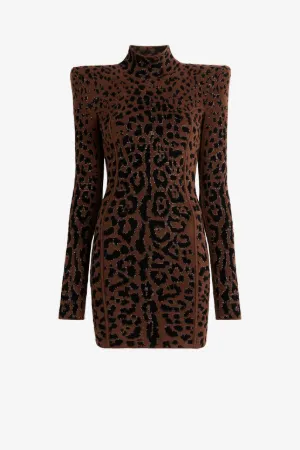 Mini-robe à motif jacquard Léopard