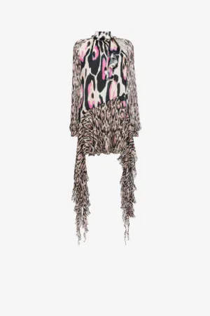 Mini-robe à volants et imprimé jaguar
