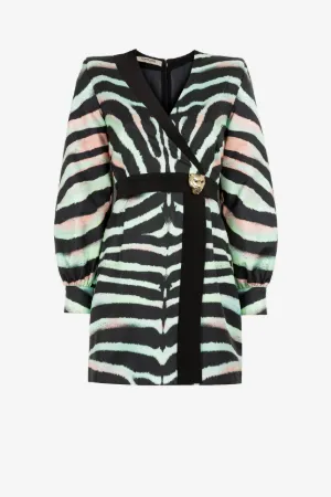 Mini-robe en soie à imprimé zébré