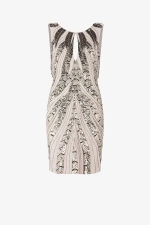 Mini-robe en soie à motif zébré en sequins