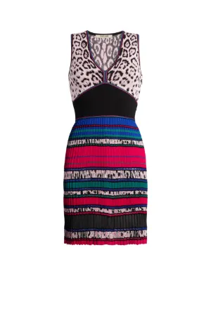 Mini robe en tricot plissé imprimé