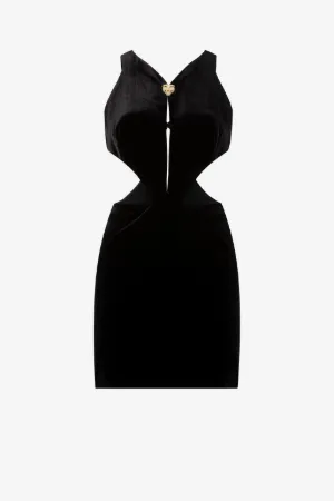 Mini-robe en velours à découpes graphiques