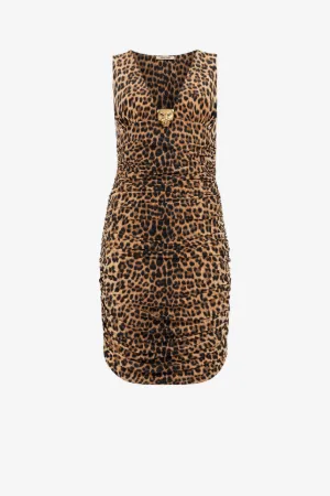 Mini-robe ruchée à imprimé Jaguar