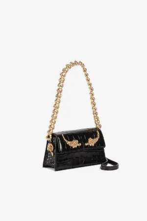 Mini-sac à bandoulière avec tigres ornés de cristaux