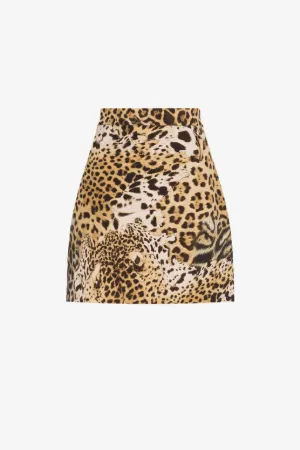 Minirock mit Jaguar und Palmen-Print