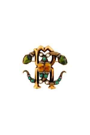 Mirror Snake Brosche mit Kristallen