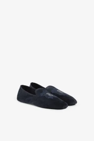Mirror Snake Crest-Embroidered Slippers