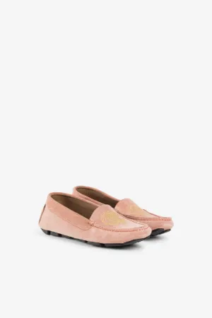 Mirror Snake-Embroidered Suede Loafers